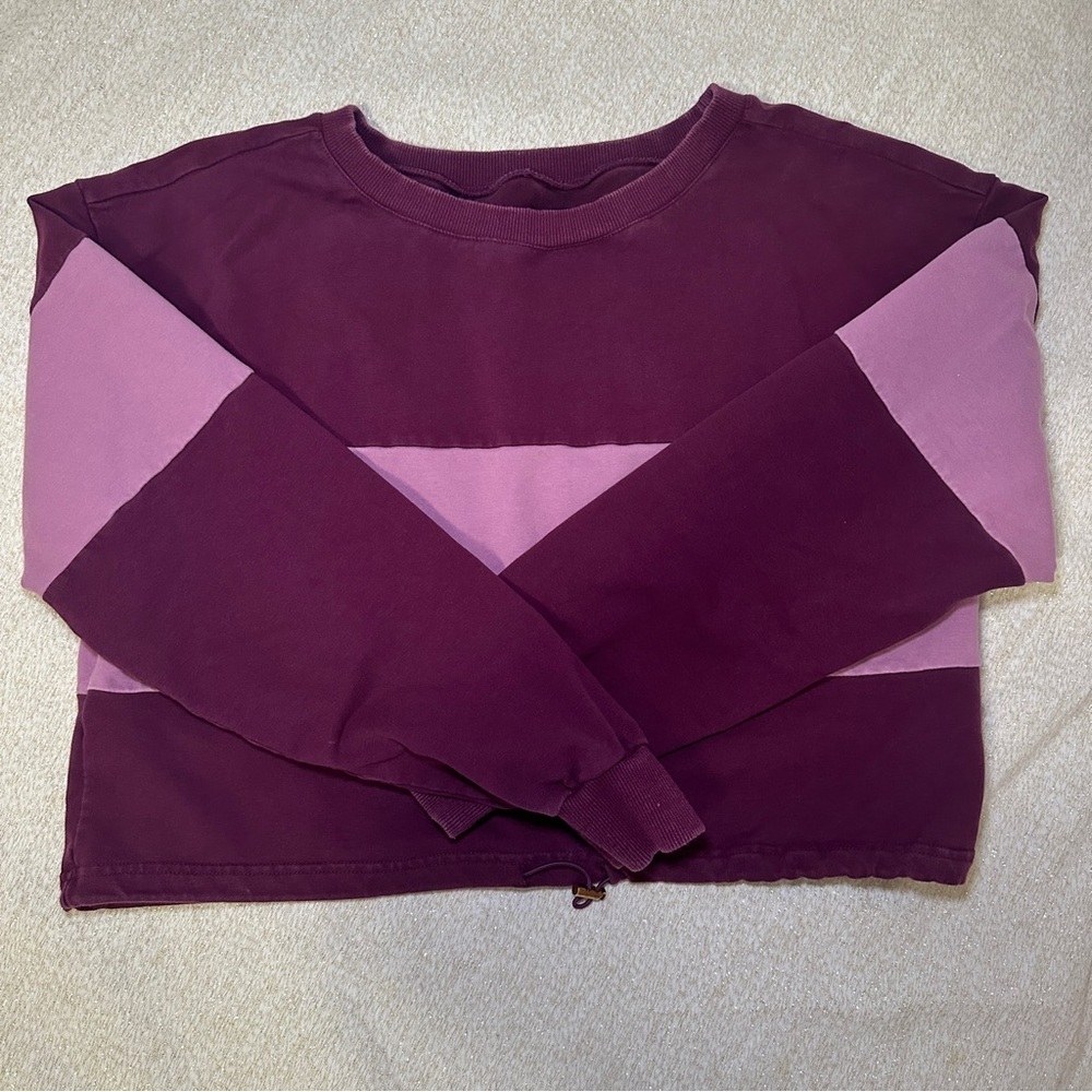 BuffBunny Maroon and Lavender Colorblock Sweatshirt